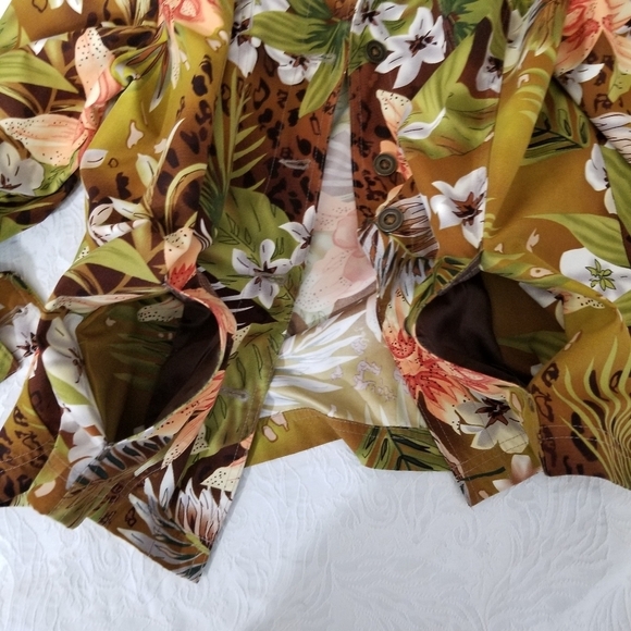 Alia Petite Size 14 Floral Jacket - Green, Brown, Orange - Picture 10 of 12